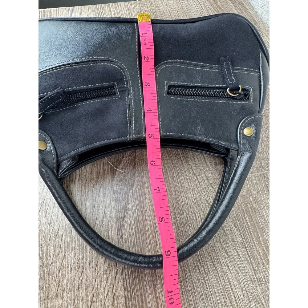 Y2K Style Black Vegan Leather Faux Suede Hobo Bag — Soho Shoulder Bag